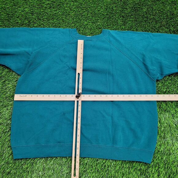 Vintage 90s Hanes Blank Sweatshirt Womens XL 25x21 Teal Blue - Picture 6 of 10